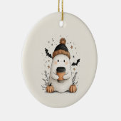 Schattigee geest met pompoenlatte - Cozy Autumn Ha Keramisch Ornament (Rechts)