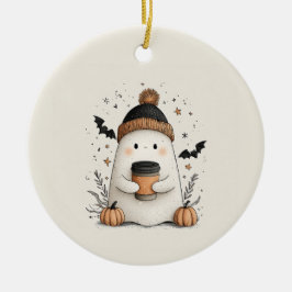 Schattigee geest met pompoenlatte - Cozy Autumn Ha Keramisch Ornament