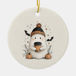 Schattigee geest met pompoenlatte - Cozy Autumn Ha Keramisch Ornament