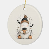 Schattigee geest met pompoenlatte - Cozy Autumn Ha Keramisch Ornament (Links)
