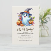 Schattigee geest met spookachtige drinken, Hallowe Kaart (Staand voorkant)