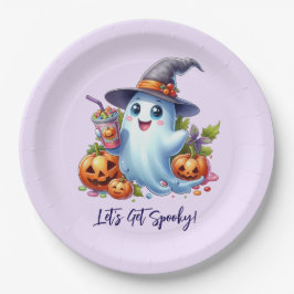 Schattigee geest met spookachtige drinken, Hallowe Papieren Bordje