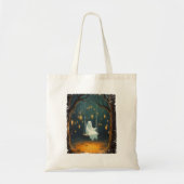 Schattigee geest op een schommel Herfst bos grappi Tote Bag (Voorkant)