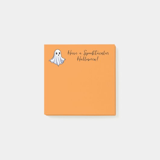 Schattigee geest op Halloween Sinaasappel Post-it® Notes (Voorkant)