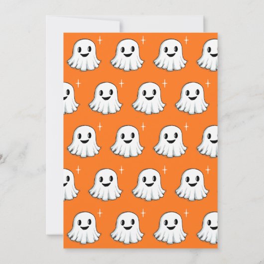 Schattigee Geest Oranje Paarse Spooky Happy Hallow Feestdagenkaart (Achterkant)