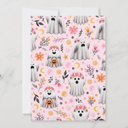 Schattigee geest spooktaculaire Kinder Halloween P Kaart (Achterkant)