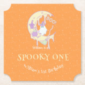 Schattigee geest Spooky One Boy Halloween 1e verja Kartonnen Onderzetters (Voorkant)