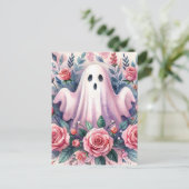 Schattigee geest tussen roze rozen briefkaart (Staand voorkant)