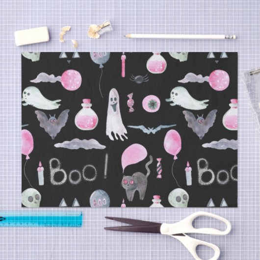 Schattigee geest, vleermuis en kat tissuepapier (Craft)