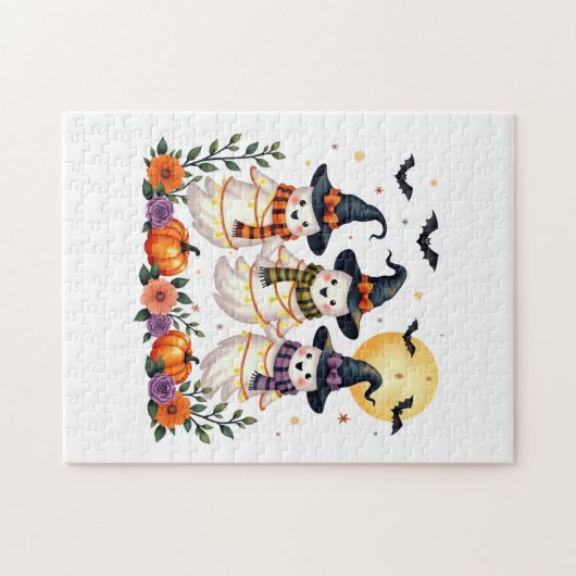 Schattigee Geesten Bloemen Pompoenen Vleermuizen H Legpuzzel (Horizontaal)
