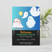 Schattigee Geesten Blue Sky Black Halloween Kaart (Staand voorkant)