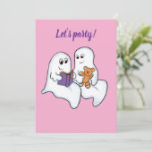 Schattigee geesten die samen lezen tijdens Hallowe Kaart (Staand voorkant)