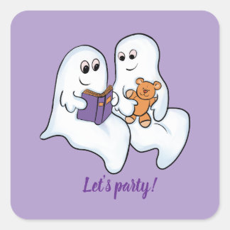 Schattigee geesten die samen lezen tijdens Hallowe Vierkante Sticker