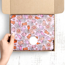 Schattigee geesten en bloemen patroon Halloween Tissuepapier