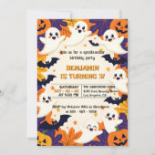 Schattigee geesten en Jack-O'-Lantern Halloween Ve Kaart (Voorkant)