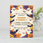 Schattigee geesten en Jack-O'-Lantern Halloween Ve Kaart (Staand voorkant)