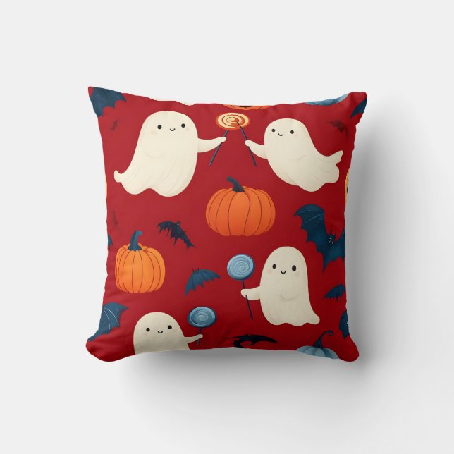 Schattigee geesten en pompoenen Halloween kussen (Voorkant)