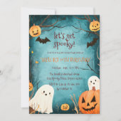 Schattigee geesten en pompoenen Halloween verjaard Kaart (Voorkant)