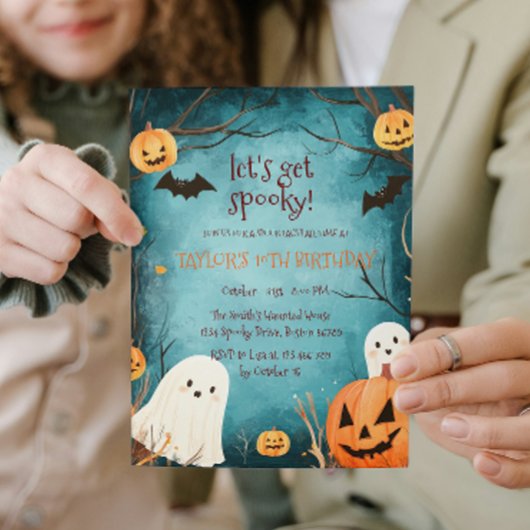 Schattigee geesten en pompoenen Halloween verjaard Kaart