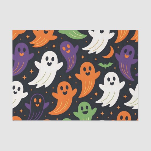 Schattigee geesten en vleermuizen Spooky Halloween Tissuepapier (Voorkant)