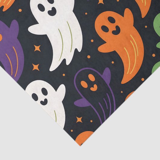 Schattigee geesten en vleermuizen Spooky Halloween Tissuepapier (Detail)