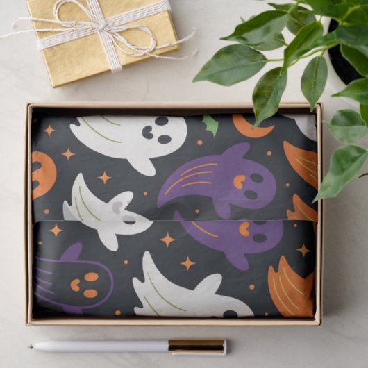 Schattigee geesten en vleermuizen Spooky Halloween Tissuepapier (Geschenk)