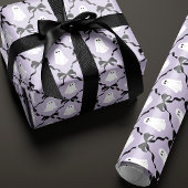 Schattigee geesten en zwarte bogen op Lila Hallowe Cadeaupapier