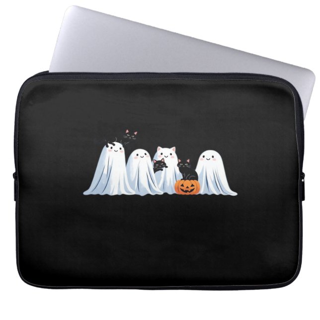 Schattigee geesten en zwarte katten Halloween - Sp Laptop Sleeve (Voorkant)
