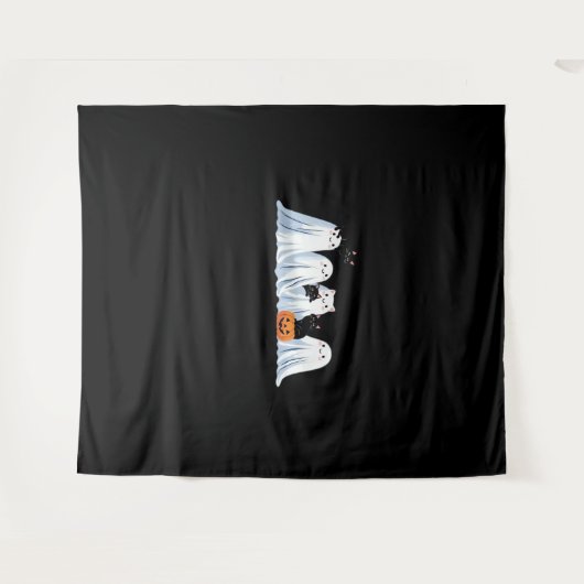 Schattigee geesten en zwarte katten Halloween - Sp Wandkleed (Voorkant (horizontaal))