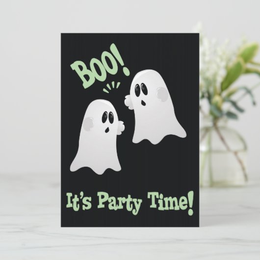 Schattigee Geesten Halloween Party Invitation voor Kaart (Staand voorkant)