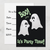 Schattigee Geesten Halloween Party Invitation voor Kaart (Voorkant / Achterkant)