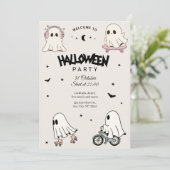 Schattigee Geesten Halloween Party Kaart (Staand voorkant)