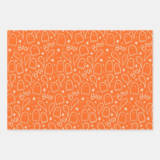 Schattigee Geesten Halloween Pattern Gift Inpakpapier Vel (Voorkant 2)