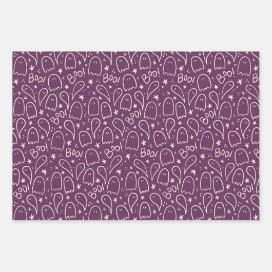 Schattigee Geesten Halloween Pattern Gift Inpakpapier Vel (Voorkant)