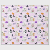 Schattigee geesten Halloween Roze Pastels Cadeaupapier (Vlak)