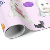 Schattigee geesten Halloween Roze Pastels Cadeaupapier (Rol Hoek)
