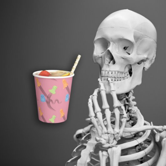 Schattigee geesten in roze, Halloween Papieren Bekers