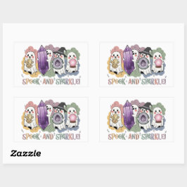 Schattigee geesten kristallen Halloween magie esth Rechthoekige Sticker