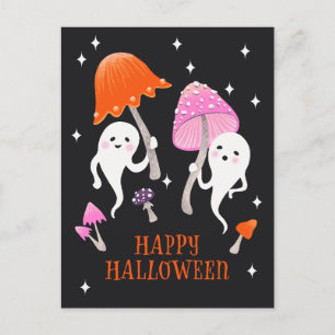 Schattigee Geesten met Paddenstoelen Happy Hallowe Feestdagenkaart