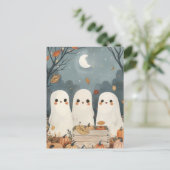 Schattigee geesten met pompoenoogst Halloween Briefkaart (Staand voorkant)