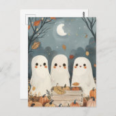 Schattigee geesten met pompoenoogst Halloween Briefkaart (Voorkant / Achterkant)