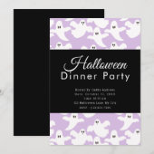 Schattigee Geesten Pastel Paarse Halloween Dinner  Kaart (Voorkant / Achterkant)