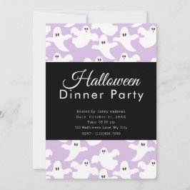 Schattigee Geesten Pastel Paarse Halloween Dinner  Kaart