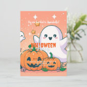 Schattigee geesten, pompoenen en sterren Halloween Kaart (Staand voorkant)