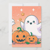 Schattigee geesten, pompoenen en sterren Halloween Kaart (Achterkant)