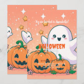 Schattigee geesten, pompoenen en sterren Halloween Kaart (Voorkant / Achterkant)