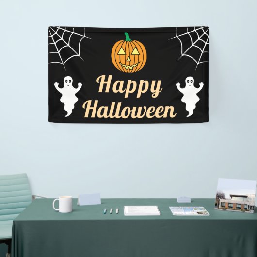 Schattigee geesten Pumpkin Spider Web Fun Hallowee Spandoek (Beurs)