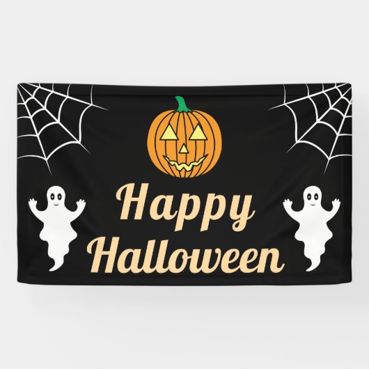Schattigee geesten Pumpkin Spider Web Fun Hallowee Spandoek (Horizontaal)