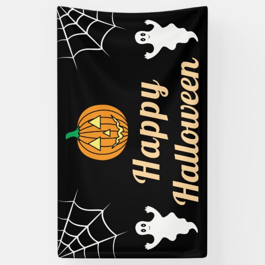 Schattigee geesten Pumpkin Spider Web Fun Hallowee Spandoek (Verticaal)
