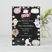 Schattigee geesten, roze pompoenen & sterren Verja Kaart (Staand voorkant)